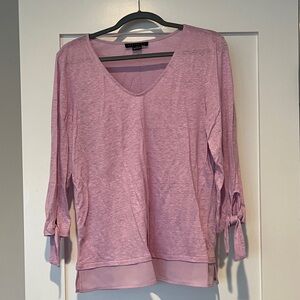 Sanctuary Pink V-Neck Long Sleeve Top with Tie Cuffs